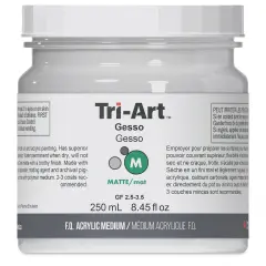 Tri-Art Acrylic Gel Medium - White Gesso, 250 ml jar