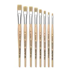 Da Vinci Junior Synthetic Bristle Brushes - Short Handle, Flat, Set of 8