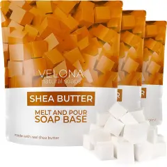 6 LB - Shea Butter Soap Base by Velona | Pre-Cut Cubes | SLS/SLES Free | Glycerin Melt and Pour | Natural Bars for The Best Result for Soap-Making