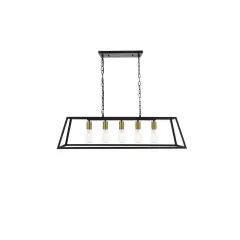 Resolute 5 light brass and black Pendant