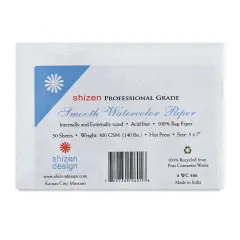 Shizen Professional Watercolor Paper - 5" x 7", Hot Press, Pkg of 50 sheets