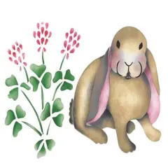 Small Bunny with Clover Wall Stencil | 536B by Designer Stencils |
