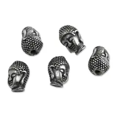 John Bead Antique Stainless Steel Beads - Buddha 1, 14 x 10 mm, Pkg of 5