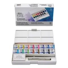 Winsor & Newton Cotman Watercolors - Complete Pocket Set of 16, Assorted Colors, Half Pans