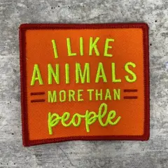 Patch Party Club &ldquo;I Like Animals More Than People&rdquo; Iron-On Embroidered Patch, Size 2.85&rdquo;