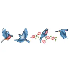 Bluebirds with Flowers Wall Stencil | 444 by Designer Stencils | Animal & Nature Stencils | Reusable Art Craft Stencils for Painting on Walls, Canvas, Wood | Reusable Plastic Paint Stencil for Home Makeover | Easy to Use & Clean Art Stencil