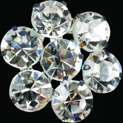 Belagio Rhinestone Shank Button, 1" Diameter, 1 Piece, Stone Flower Design, Silver/Crystal