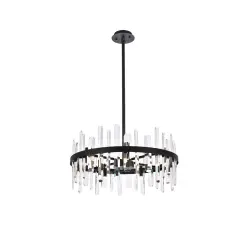 Serena 25 inch crystal round pendant in black
