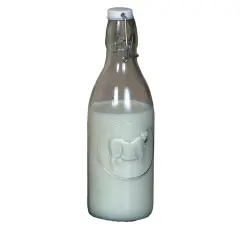 Global Amici Milk Bottle, Vintage Style in Light Green Glass with Stopper