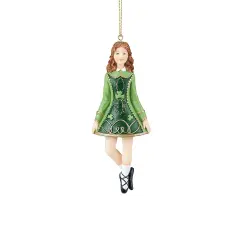4" Irish Female Girl Dancer St. Patrick's Day Clover Christmas Tree Ornament