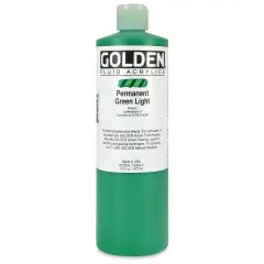 Golden Fluid Acrylics - Permanent Green Light, 16 oz bottle