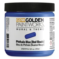 Golden Paintworks Mural and Theme Acrylic Paint - Phthalo Blue (Red Shade), 16 oz, Jar