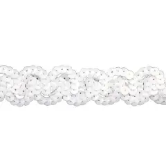 Belagio Sequin Trim, 1" Wide, Serpentine Design, 10-Yard Bolt, White