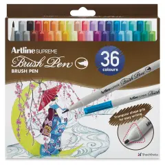 Artline Supreme Brush Pens - Set of 36, Assorted Colors