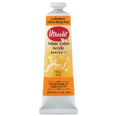 Utrecht Artists' Acrylic Paint - Cadmium Yellow Deep, 2 oz tube