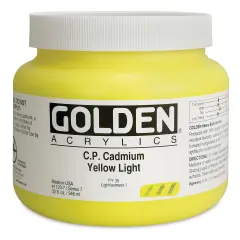 Golden Heavy Body Artist Acrylics - Cadmium Yellow Light, 32 oz Jar