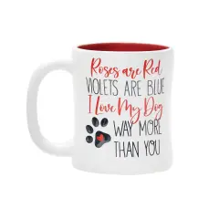 16 oz. Valentine's Day "Roses Are Red Violets Are Blue I Love My Dog Way More Than You" Pawprint Ceramic Coffee Tea Hot Chocolate Mug