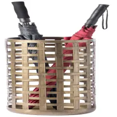 Round Metal Woven Umbrella Storage Stand
