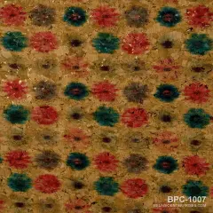 Belagio Cork Fabric, 18" x 15", Floral Print, Natural Multi