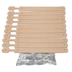 10 Pack Natural Leather Keyring-Keychain-Key Fob&ndash;Hardware Included-Decorating Ready for Laser or Machine Engraving, Stamping, Painting