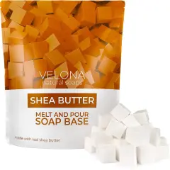 2 LB - Shea Butter Soap Base by Velona | Pre-Cut Cubes | SLS/SLES Free | Glycerin Melt and Pour | Natural Bars for The Best Result for Soap-Making