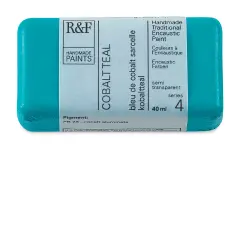 R&F Encaustic Paint Block - Cobalt Teal, 40 ml block