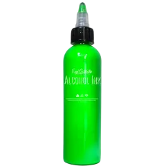 Premium Alcohol Ink | Metallic and Vibrant | High Saturated Unique Colors | For Tumblers, Coasters, Resin Dye, Alcohol Ink Paper, Yupo, Resin Petri Dish | 4 oz by volume | by Ezgi Sertcetin Metallic neon green
