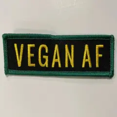 Patch Party Club &ldquo;Vegan AF&rdquo; Iron-On Embroidered Patch, Size 3.5&rdquo;x2&rdquo;