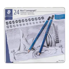 Staedtler Mars Lumograph Drawing and Sketching Pencils - Set of 24, Assorted Hardness