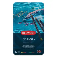 Derwent Inktense Pencils - Assorted Colors, Tin Box, Set of 12