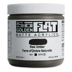 Golden SoFlat Matte Acrylic Paint - Raw Umber, 473 ml, Jar