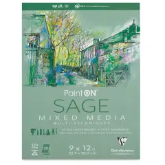 Clairefontaine PaintOn Mixed Media Pad - Sage, 9" x 12", 20 Sheets