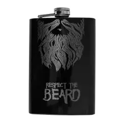 8oz BLACK Respect the Beard Flask