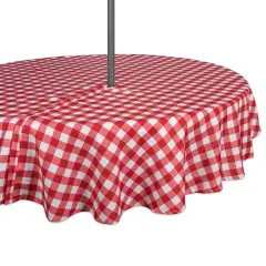 DII Red Check Outdoor Tablecloth With Zipper 52 Round