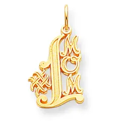10K Yellow Gold #1 Mom Charm Mother Jewelry FindingKing 25 X 13mm