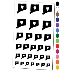 Connecticut State with Heart Temporary Tattoo Water Resistant Fake Body Art Set Collection Dark Green