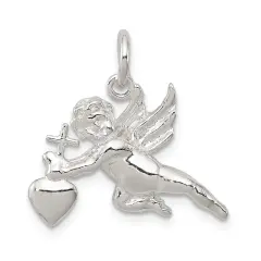 Sterling Silver Angel Heart Cross Charm Pendant Jewelry 21mm x 19mm