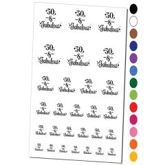50 & Fabulous Birthday Celebration Temporary Tattoo Water Resistant Fake Body Art Set Collection Dark Green