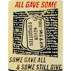 POW MIA KIA Never Forgotten Dog Tags & Vietnam Wall Pin 1"