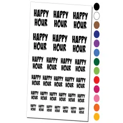 Happy Hour Fun Text Temporary Tattoo Water Resistant Fake Body Art Set Collection Black