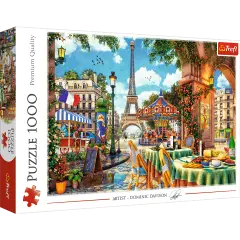 1000 Piece Jigsaw Puzzles, Parisian Morning, Puzzle of Paris France, Colorful Eiffel Tower and Caf&eacute; Puzzle, Adult Puzzles, Trefl 10622