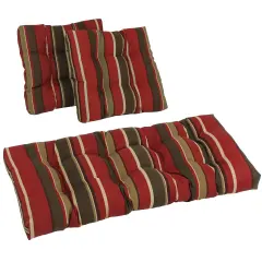 Square Spun Polyester Outdoor Tufted Settee Cushions (Set of 3) - Monserrat Sangria