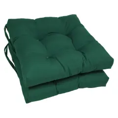 16-inch Solid Twill Square Tufted Chair Cushions (Set of 2) - Forest Green