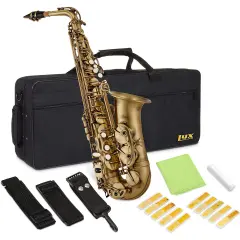 LyxJam Alto Saxophone, E Flat Brass Alto Sax Beginners Kit Antique Bronze