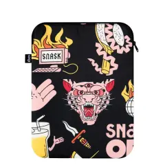 LOQI Artists Laptop Cover, Snask Tiger Snake Beer Black, One Size