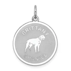 Sterling Silver Brittany Spaniel Disc Charm Pendant Jewerly 26mm x 19mm