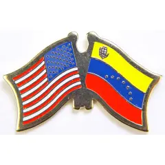 American & Venezuela Flags Pin 1"