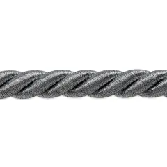 5 yards of Holly 3/8" Metallic Twisted Cord Trim | 5 yard cut Metallic Silver
