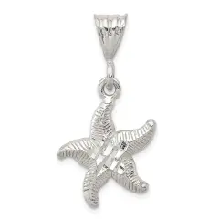 Sterling Silver Starfish Charm Jewelry Ocean Pendant 24mm x 18mm