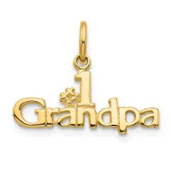 10K Yellow Gold #1 Grandpa Charm Grandfather Pendant Jewerly 15mm x 21mm